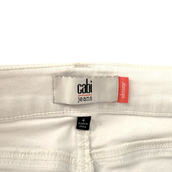 Cabi Jeans Skinny White Denim Pants Women’s Size 4 #6073 Stretch Mid Rise - Picture 4 of 5